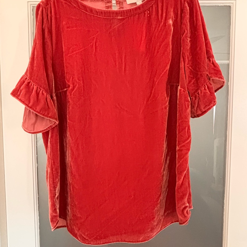 LOFT- Women's pink velvet top